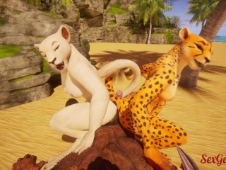 Lesbian turns into a furry threesome in a hot Wild Life threesome