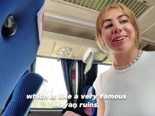 Risky! Girl Cums on Public Bus with Vibrator