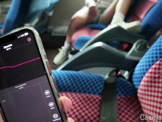 Risky! Girl Cums on Public Bus with Vibrator