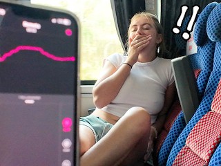 Risky! Girl Cums on Public Bus with Vibrator