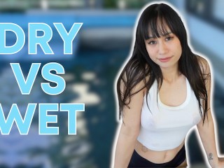 [4K] Transparent Shirt Wet vs Dry Try on Haul at the Pool with Elixir Elf