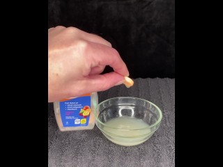 Cum Tums - playing and eating with a bowl of my own cum