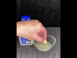 Cum Tums - playing and eating with a bowl of my own cum