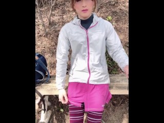 初めて野外オナニーした時の動画 おむつおもらし男の娘