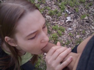 Sexy nymphomaniac in the forest made me cum in her mouth