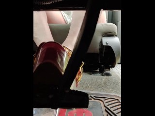 Pedal pumping hard and fast in my platform stripper heels front and back pov