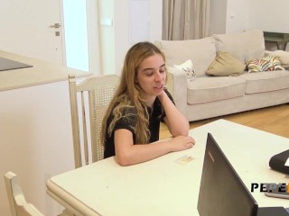 Young 18yo babe Irina surprises us at her very first porn casting