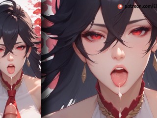 Akame gets double penetration and cum in her mouth