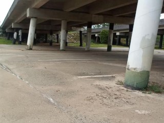 Taking a piss under this scary bridge!!!