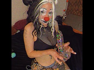 Goth Clowngirl strokes Confetti Dildo