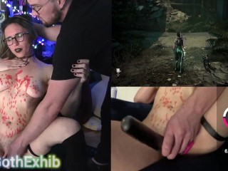 Goth girl dommed on live stream: spanked, hot wax, vibed, and BJ/Swallow