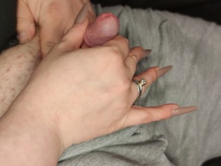 Long Nails Goddess edges SPH Slave until his hot Cum runs over her divine hands *Intense Orgasm*