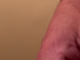 Milking my cock into a shot glass, not controlled well, close up  jerking off