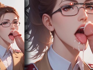 Hange Zoe failed to defend her honour and got cum in all her holes