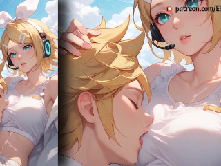 Kagamine Rin shows off her perfect body and boobs