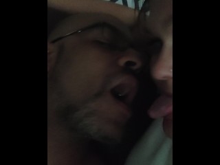 He loves my throat spit on his cock and in his mouth.