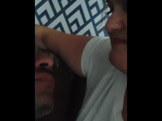 He loves my throat spit on his cock and in his mouth.