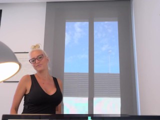 MILF DIRTY SECRETARY EP4 - my boss fucked me under the desk after pissing in my mouth