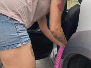 Girl at Car Wash Gives Jamie Stone a Blowjob