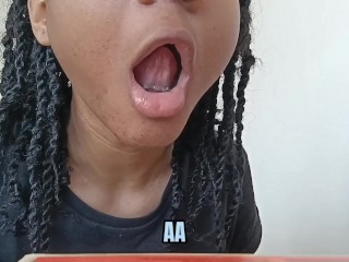 JOI Ebony Cum Deposit Begs You To Stroke His Cock And Nut In Her Mouth | Deep Throat