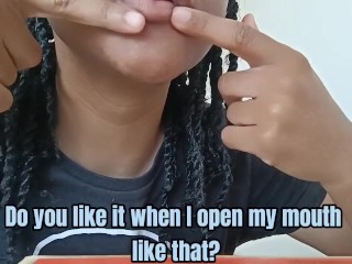 JOI Ebony Cum Deposit Begs You To Stroke His Cock And Nut In Her Mouth | Deep Throat