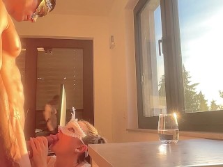 🎬 TRAILER: Kitchen Sex During Sunset In Sexy Lingerie - My Pussy & Belly Get Covered In Cum☀️💦