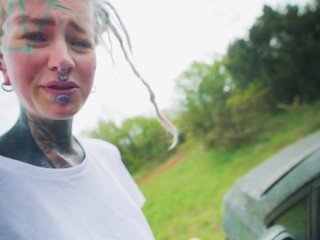 Rough Anal Fuck and A Cumshot for Hot Car Wash with Tattooed Woman - Naughty Outdoors Adventure