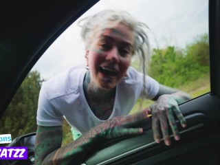 Rough Anal Fuck and A Cumshot for Hot Car Wash with Tattooed Woman - Naughty Outdoors Adventure