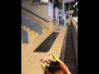 asian girl miababe public flashing on shopping mall outside