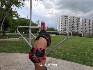 I was very horny and I have a squirt outdoors in the public park while my friend controls my sex toy