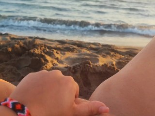 Touching My Small Pussy On The Beach