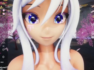 Hentai Vtuber Elfie Love giving toy control on stream & squirts in VR (3D / VRCHAT / MMD)