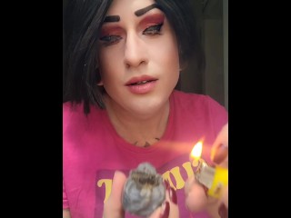 Early morning smoke sesh getting weed stoned with your favorite transgirl.