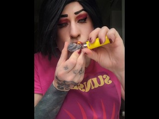 Early morning smoke sesh getting weed stoned with your favorite transgirl.