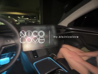 POV Cute Asian Sneaky Car Blowjob and Swallowing Every Drop - NicoLove