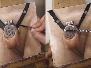 Metal and Straps Cock Cage - JOI of Painting Episode 125