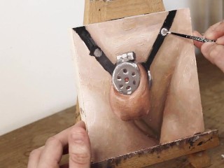 Metal and Straps Cock Cage - JOI of Painting Episode 125