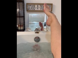 BBW Stepmom MILF long legs and foot fetish in the tub
