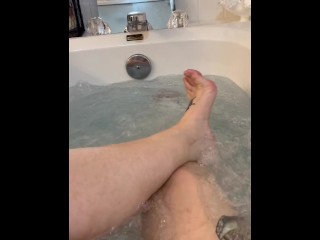 BBW Stepmom MILF long legs and foot fetish in the tub