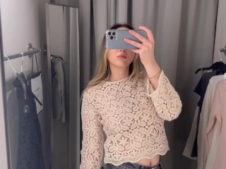 see through try on haul sexy girl trying on haul transparent clothes