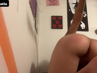 Pink Hair FTM TBoy Femboy Paddling & Dildo Riding