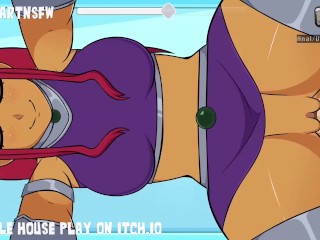 Hole House Gameplay - Starfire Bent over Dripping Creampie