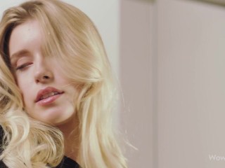 WOWGIRLS Beautiful blonde girl Freya Mayer oiling herself and masturbating
