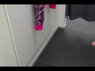 Femboy stripped naked in a store fitting room