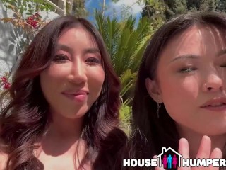 HouseHumpers Newlywed Asian Lesbian Couple Want To Try Some Real Dick