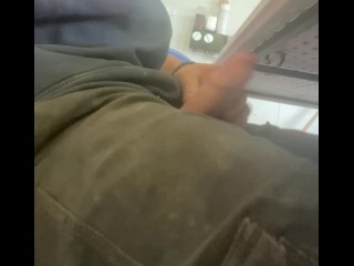 Jerking off under the desk at work and cumming on the floor