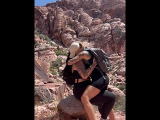 Caught pleasuring my girlfriend on the mountain trail