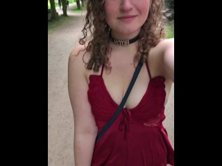 Cute slutty fairy makes your wish come true by flashing her boobs and pussy in a public park