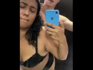 my friend's stepsister records herself in front of the mirror while I fuck her