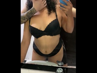 my friend's stepsister records herself in front of the mirror while I fuck her